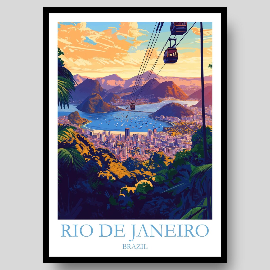 Rio De Janeiro Poster Brazil Brazilian Travel Print