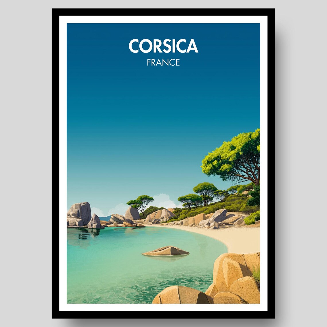 Corsica Mediterranean Travel Poster, France Wall Art