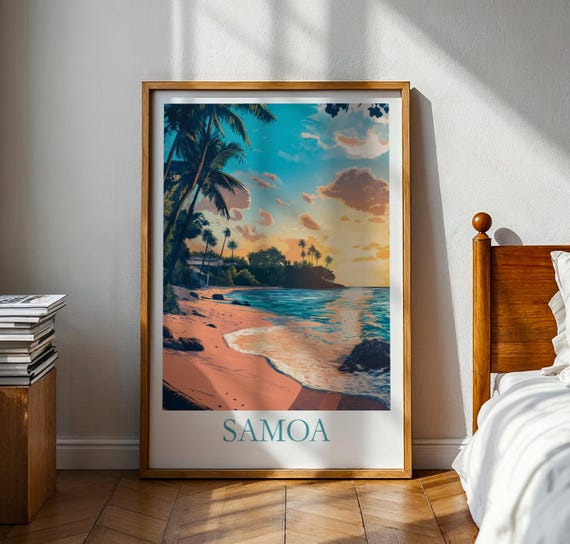 Samoa Poster Samoan Wall Art Beach Island Travel Print