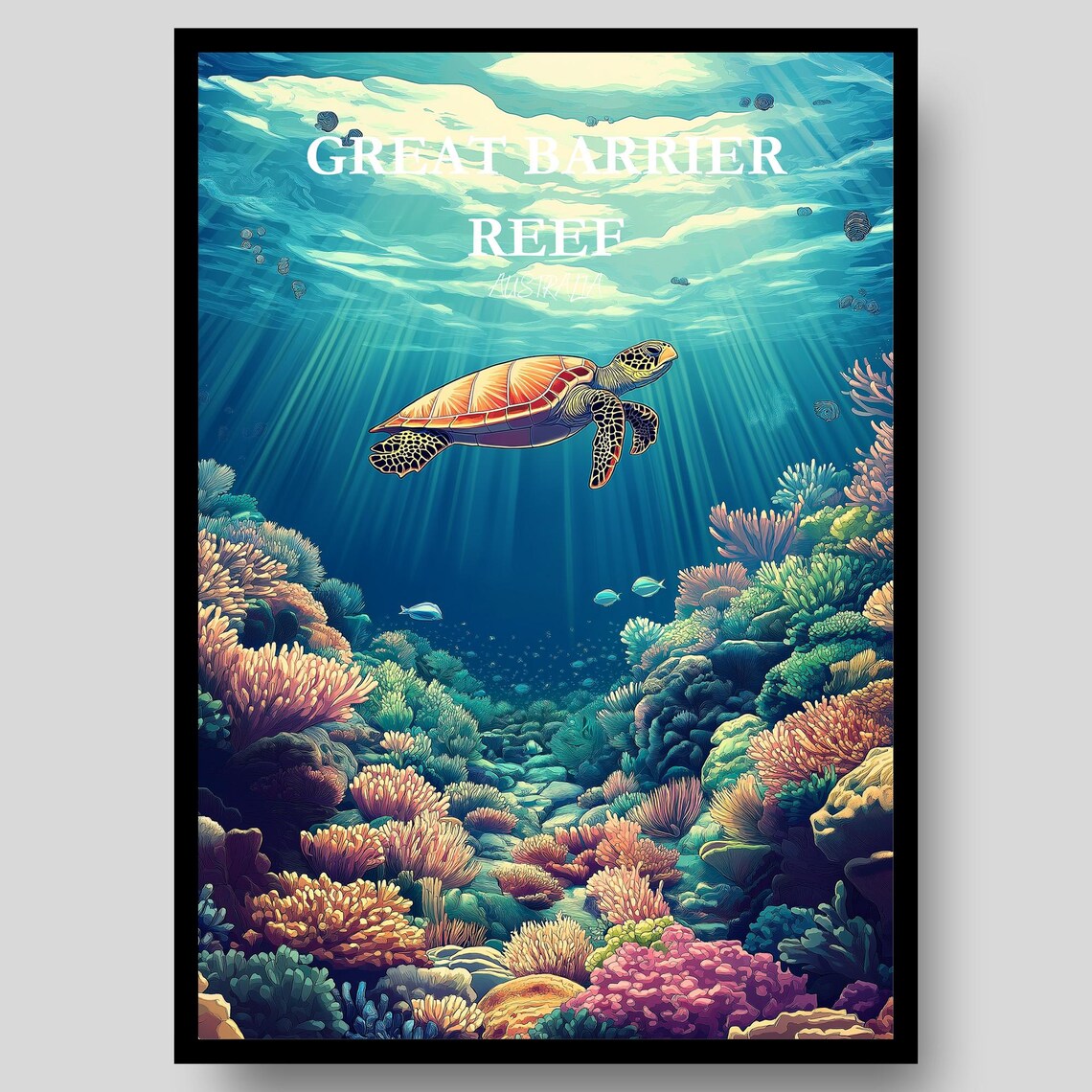 Great Barrier Reef Poster Australia Wall Art Cairns Queensland Coral