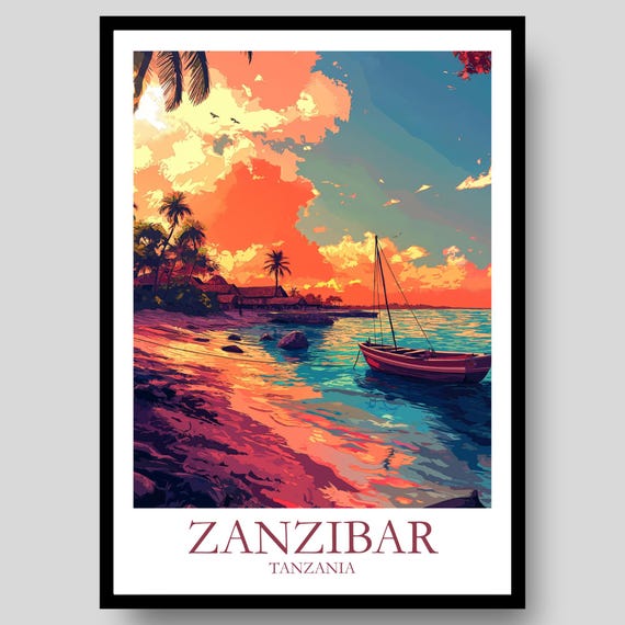Zanzibar Poster Tanzania Print Wall Art Travel