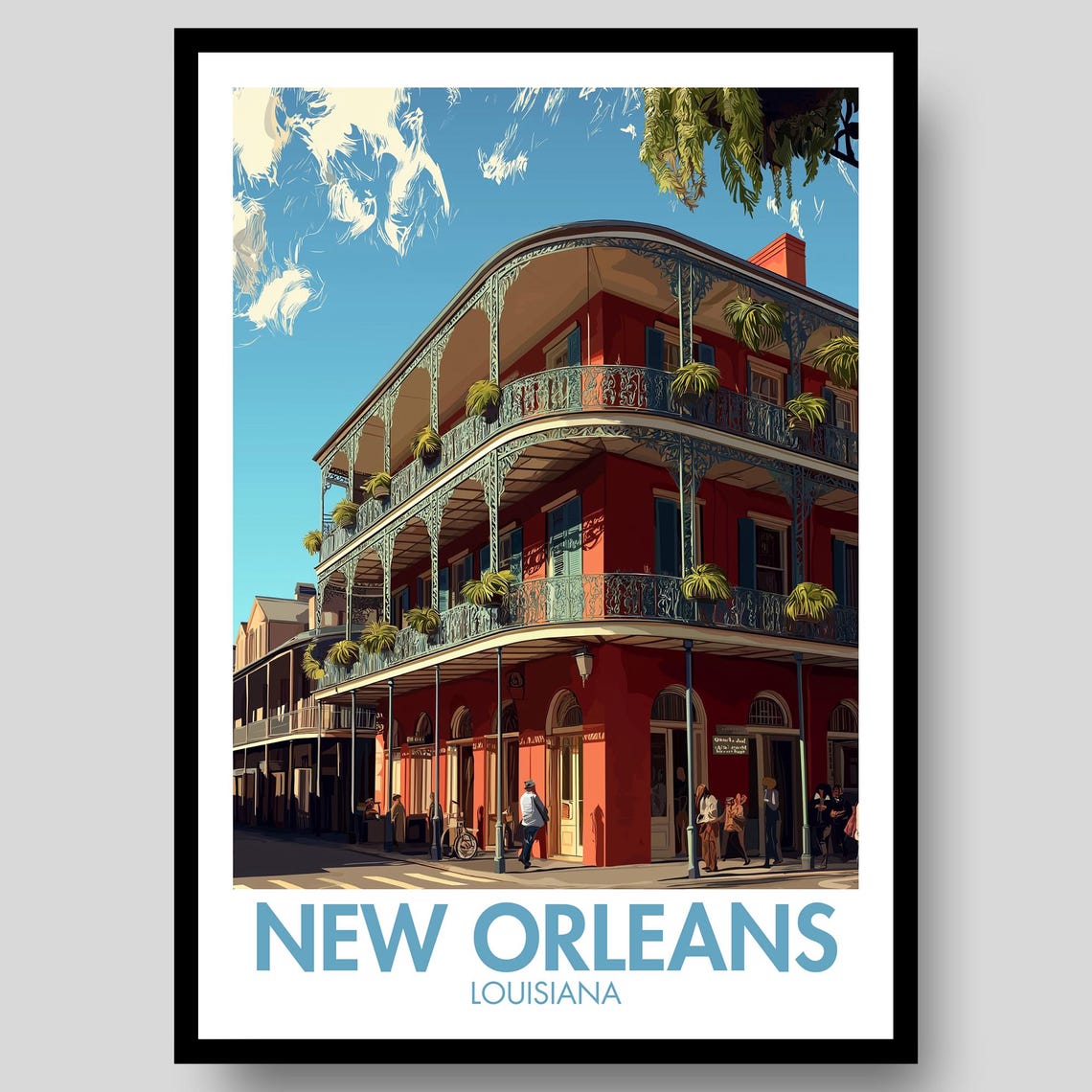 New Orleans Louisiana Historic Balcony Corner Building Poster