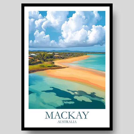 Mackay Poster Australia Travel Australian Wall Art Beach Queensland
