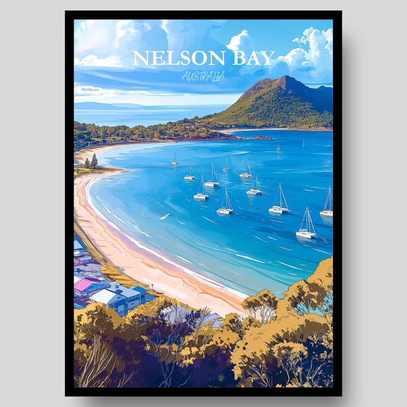 Nelson Bay Poster Port Stephens Australia Newcastle Australian Wall Art
