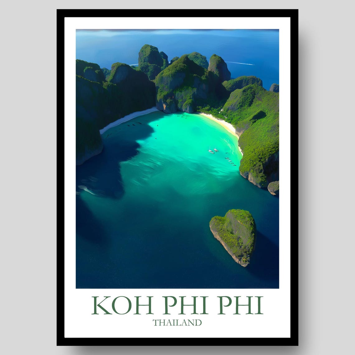 Koh Phi Phi Thailand Aerial Lagoon Limestone Cliffs Art Poster