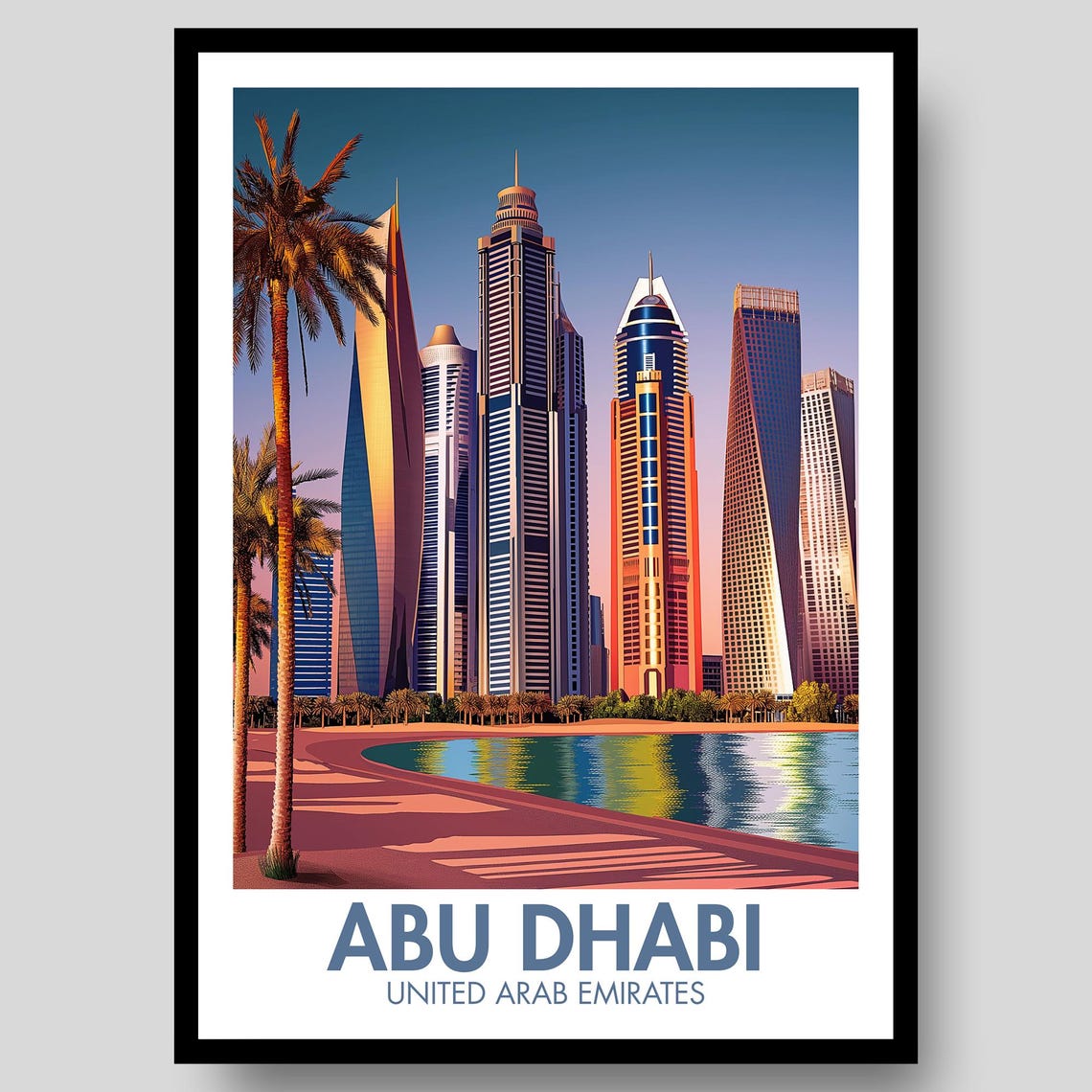 Abu Dhabi Poster Wall Art Uae Print Map Artwork