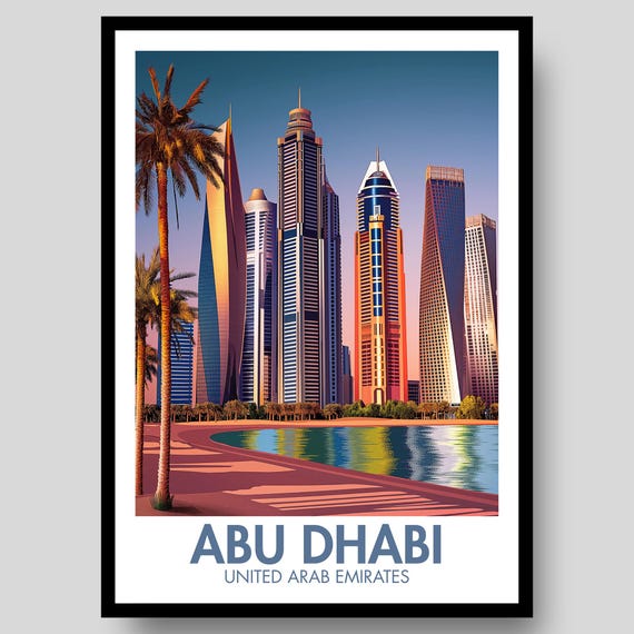 Abu Dhabi Poster Wall Art Uae Print Map Artwork