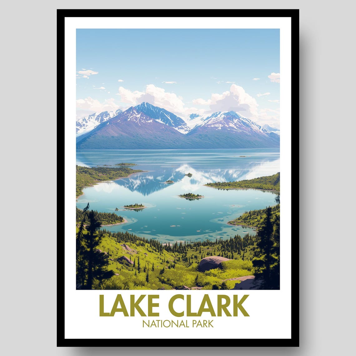 Lake Clark National Park Alaska Lake Reflection Mountain Poster