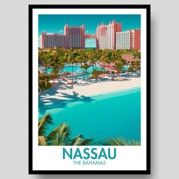 Nassau Poster Bahamas Caribbean Print Wall Art