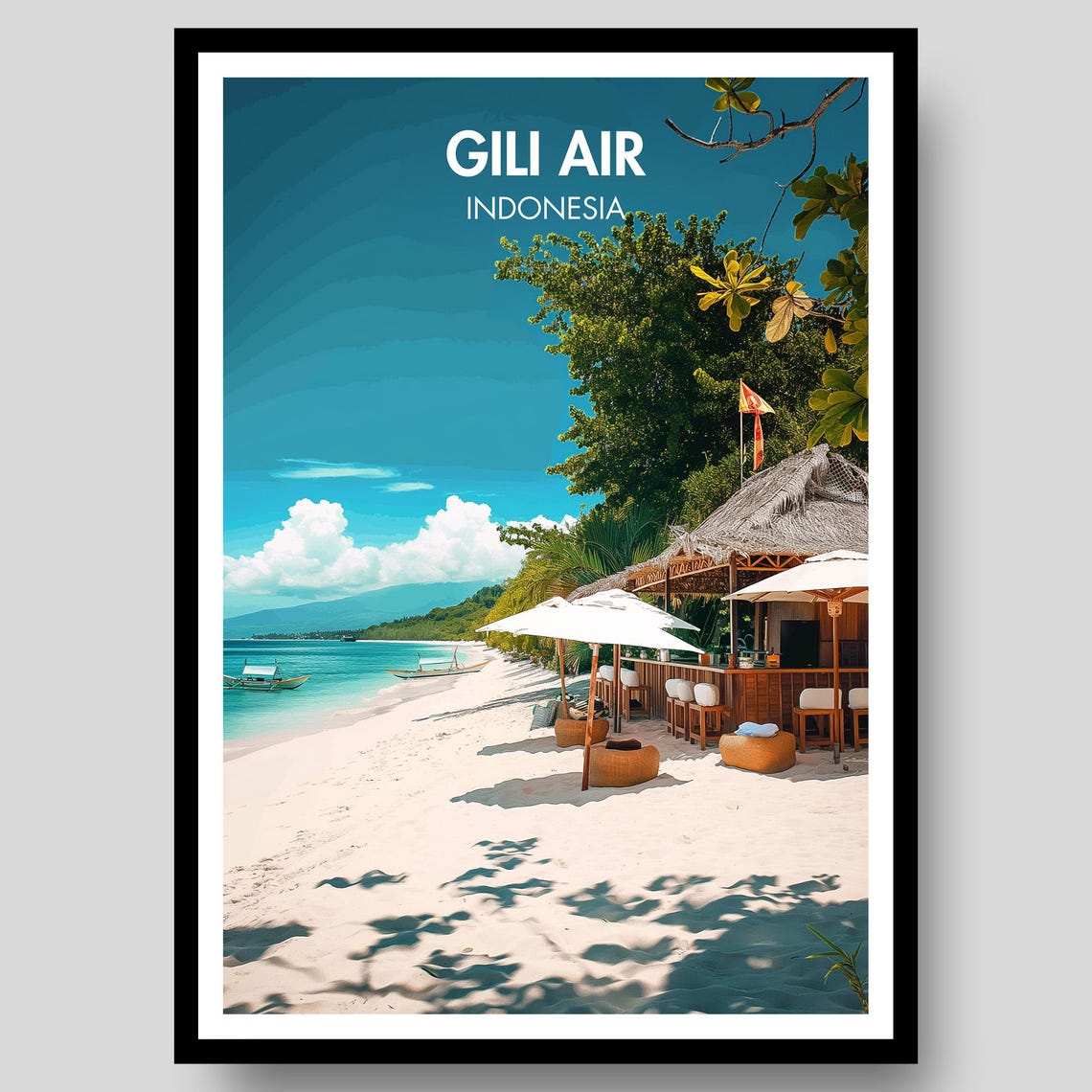 Gili Air Indonesia Beach Bar Tropical Coast Relaxed Island Art Poster
