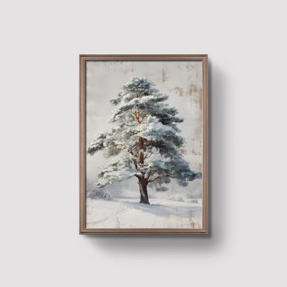 Vintage Winter Landscape With Lone Tree Prints
