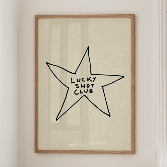 Lucky Shot Club Star Doodle Minimalist Golf Typography Wall Art