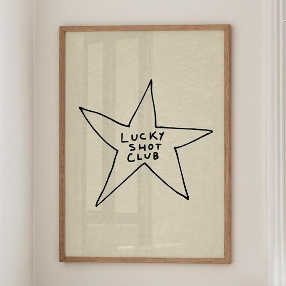 Neutral Golf Print Lucky Shot Club Poster Minimalist Star Wall Art Digital Download