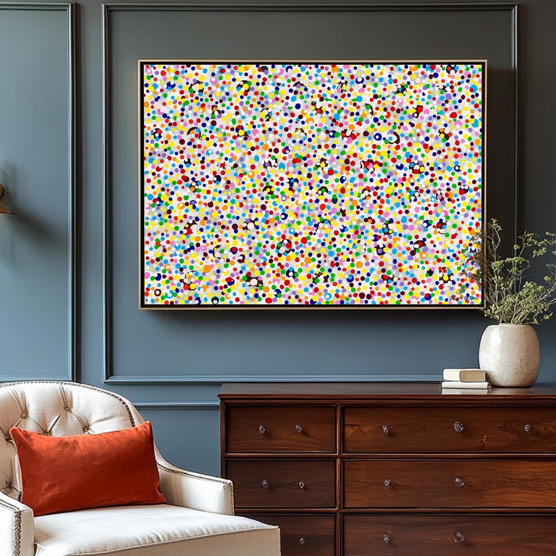 Rainbow Polka Dot Abstract Poster Cheerful Confetti Speckle Art