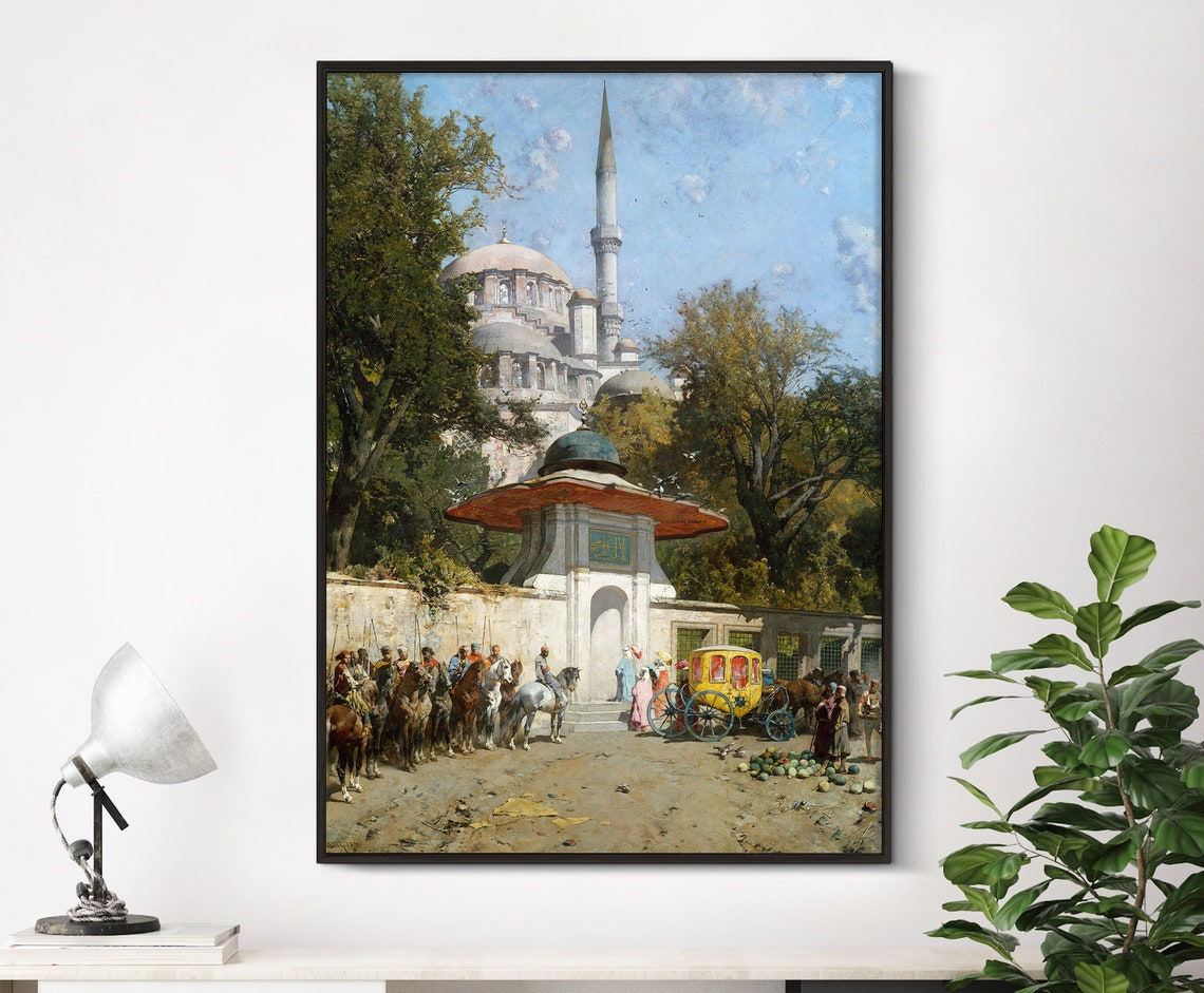 Alberto Pasini A Mosque 1872 Ottoman Mosque Street Scene Poster