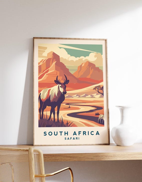 South Africa Travel Print Safari Poster Wall Art Decor