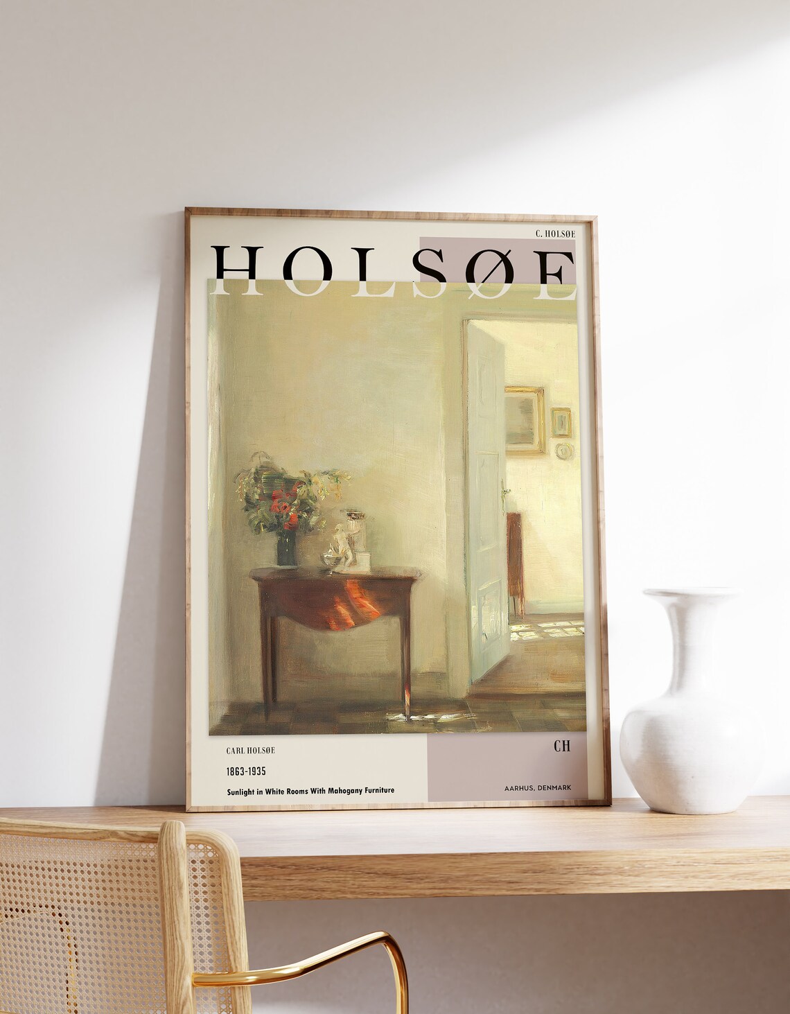 Carl Holsoe Sunlight In White Rooms Mahogany Furniture Danish Art Poster