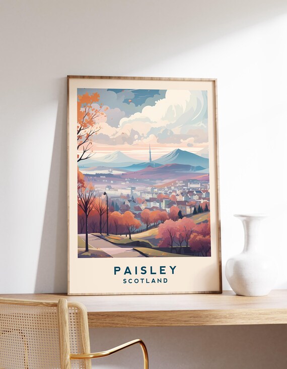 Scotland Paisley Travel Poster