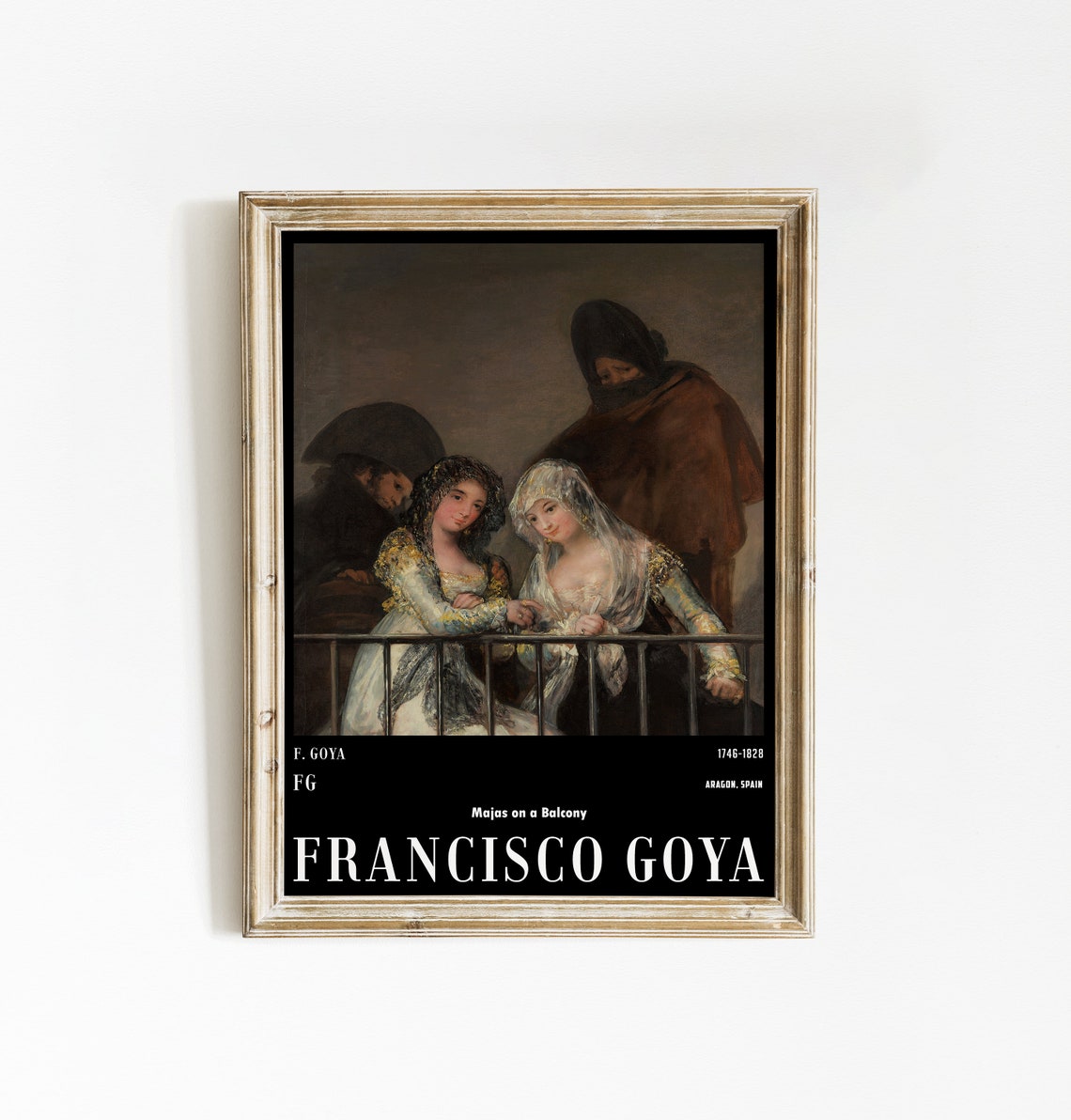 Francisco Goya Majas on a Balcony Dark Vintage Exhibition Poster