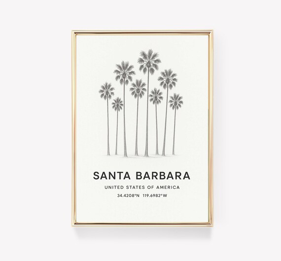 Santa Barbara Vintage Travel Poster, USA Gift