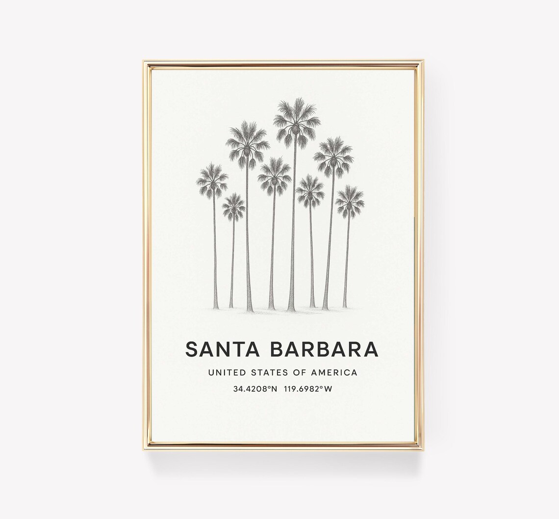 Santa Barbara Vintage Travel Poster, USA Gift