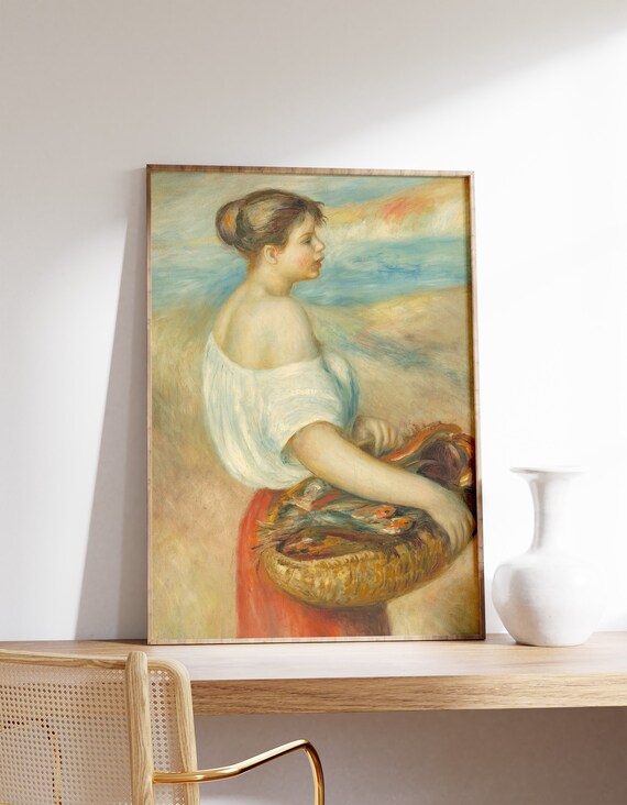 Auguste Renoir 1889 Girl with a Basket of Fish Seaside Poster