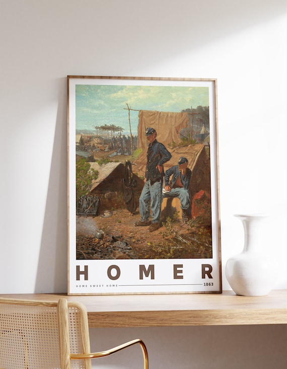 Winslow Homer Print Home Sweet 1863 Farmhouse Decor Museum Exhibition Poster Watercolor Painting