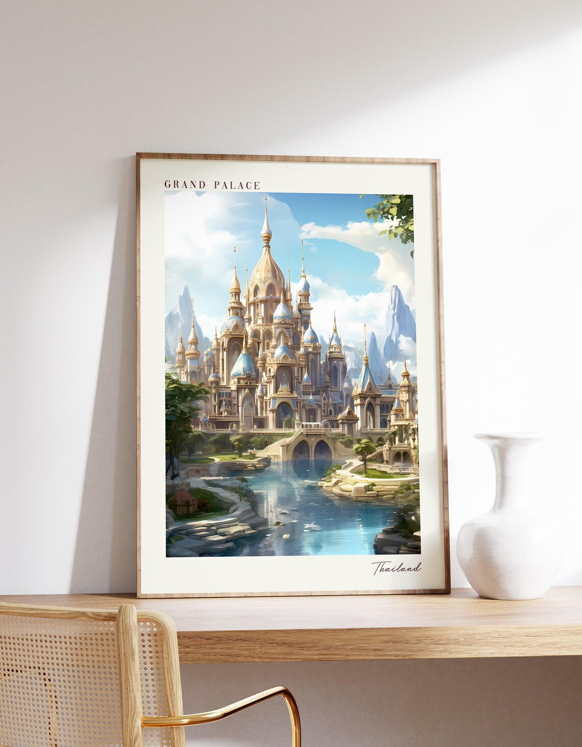 Grand Palace Travel Poster, Thailand Decor