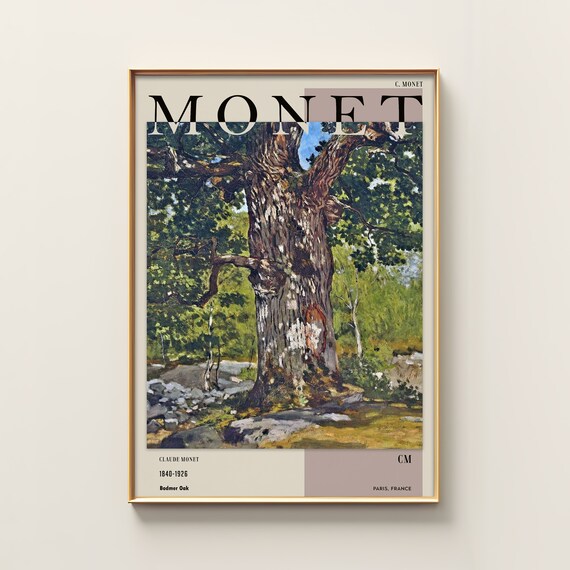 Claude Monet Bodmer Oak Tree Impressionist Exhibition Vintage Poster