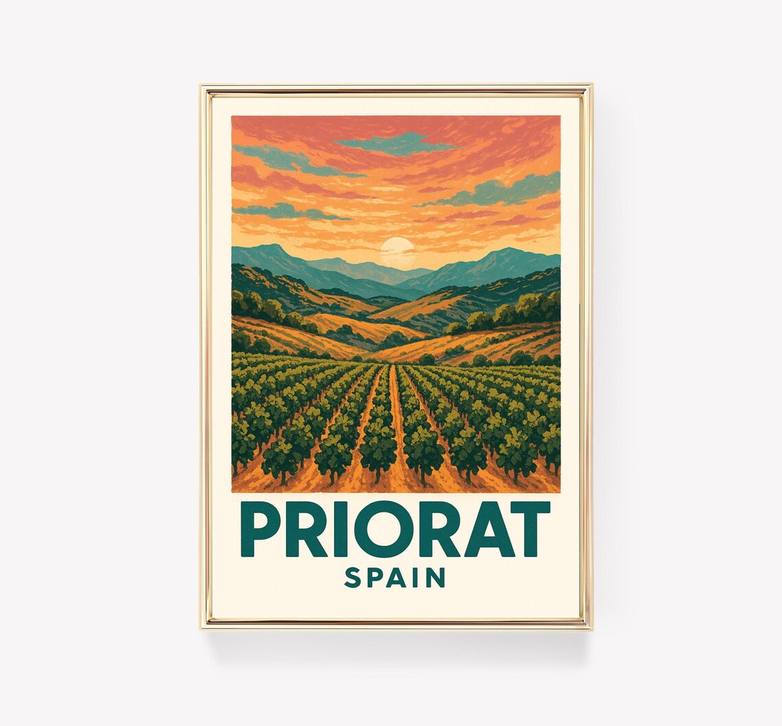Priorat Travel Poster, Vintage Spain Art Print