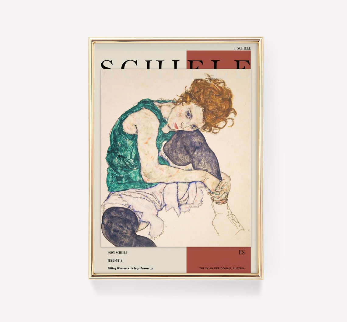 Egon Schiele Sitting Woman Legs Drawn Up Expressionism Poster