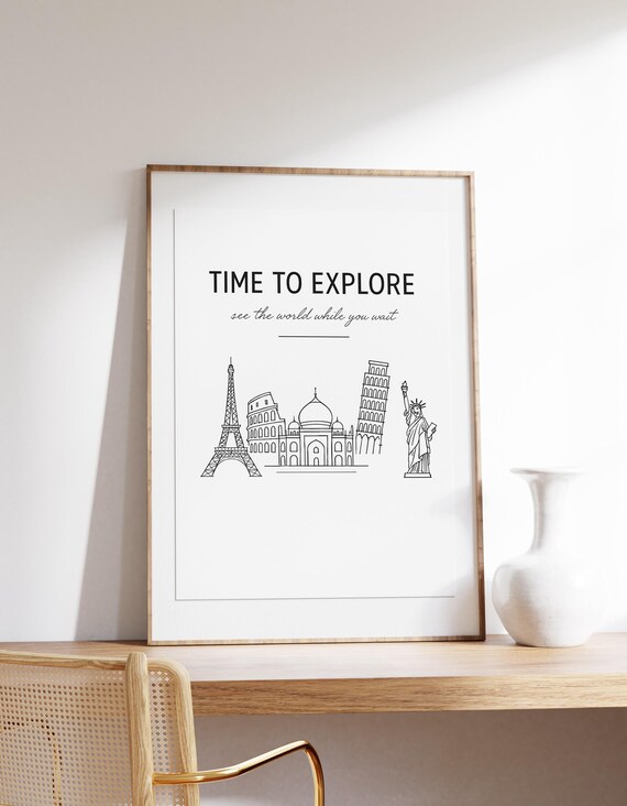 World Landmarks Poster Paris Rome Delhi Pisa Nyc Wall Art Travel Gift Minimalist Global Print