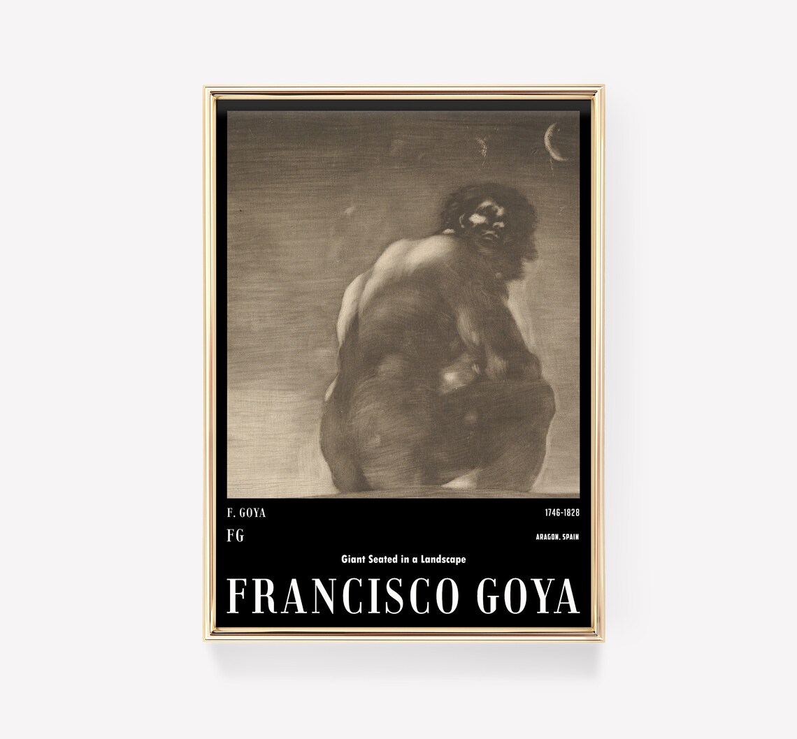 Francisco Goya Giant Seated in a Landscape Sepia Moon Vintage Exhibition Poster