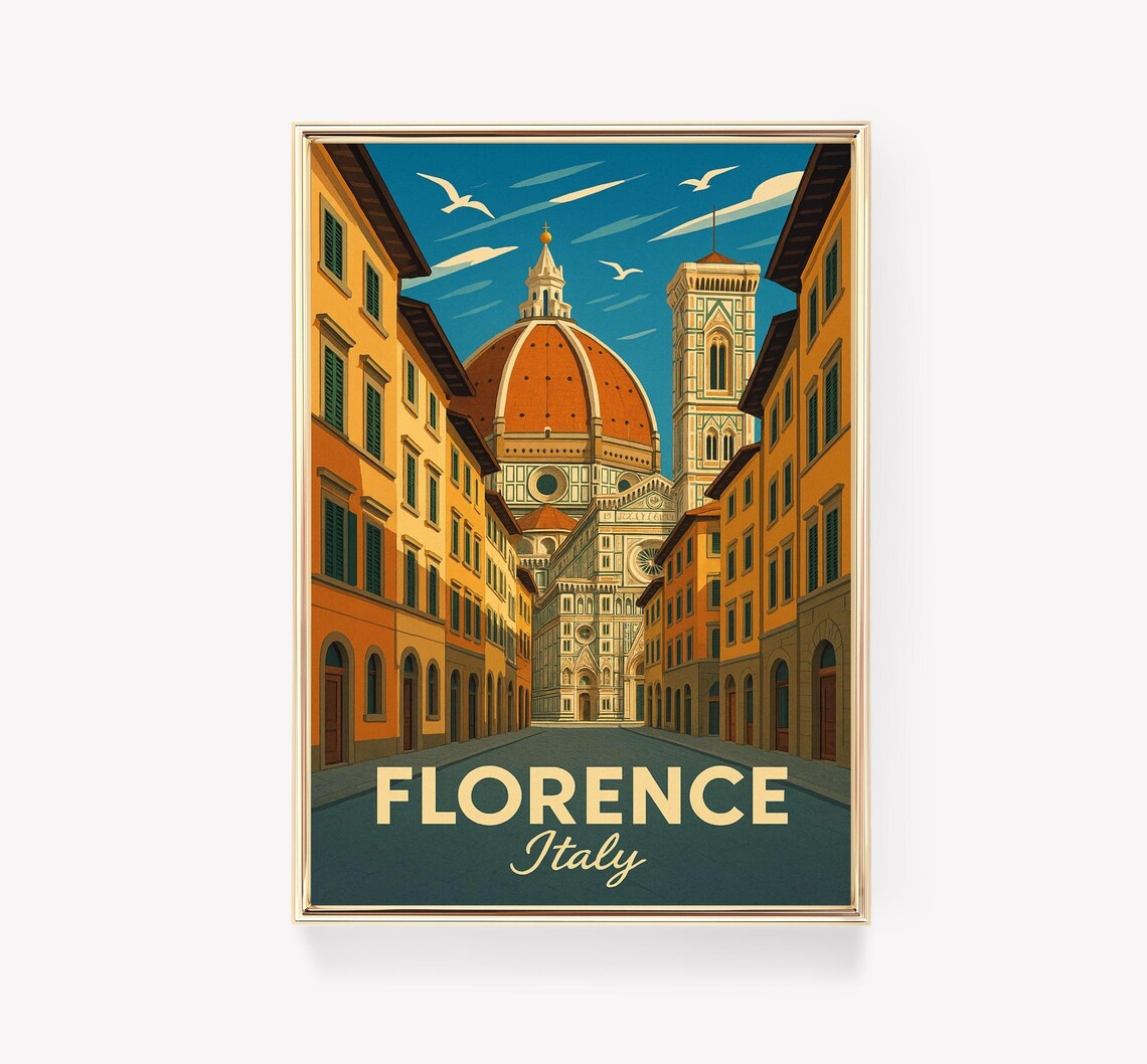 Florence Vintage Travel Poster, Italy Art Print