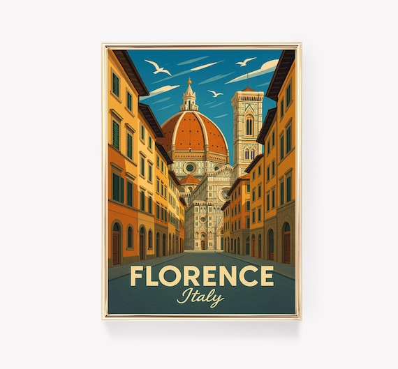 Florence Vintage Travel Poster, Italy Art Print