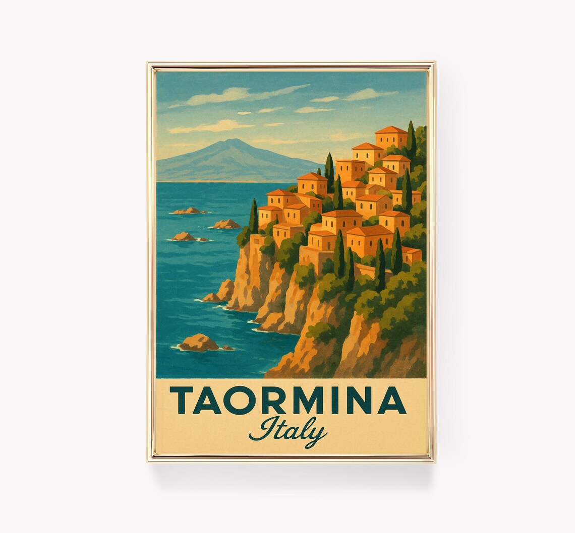 Taormina Travel Poster, Vintage Italy Art Print