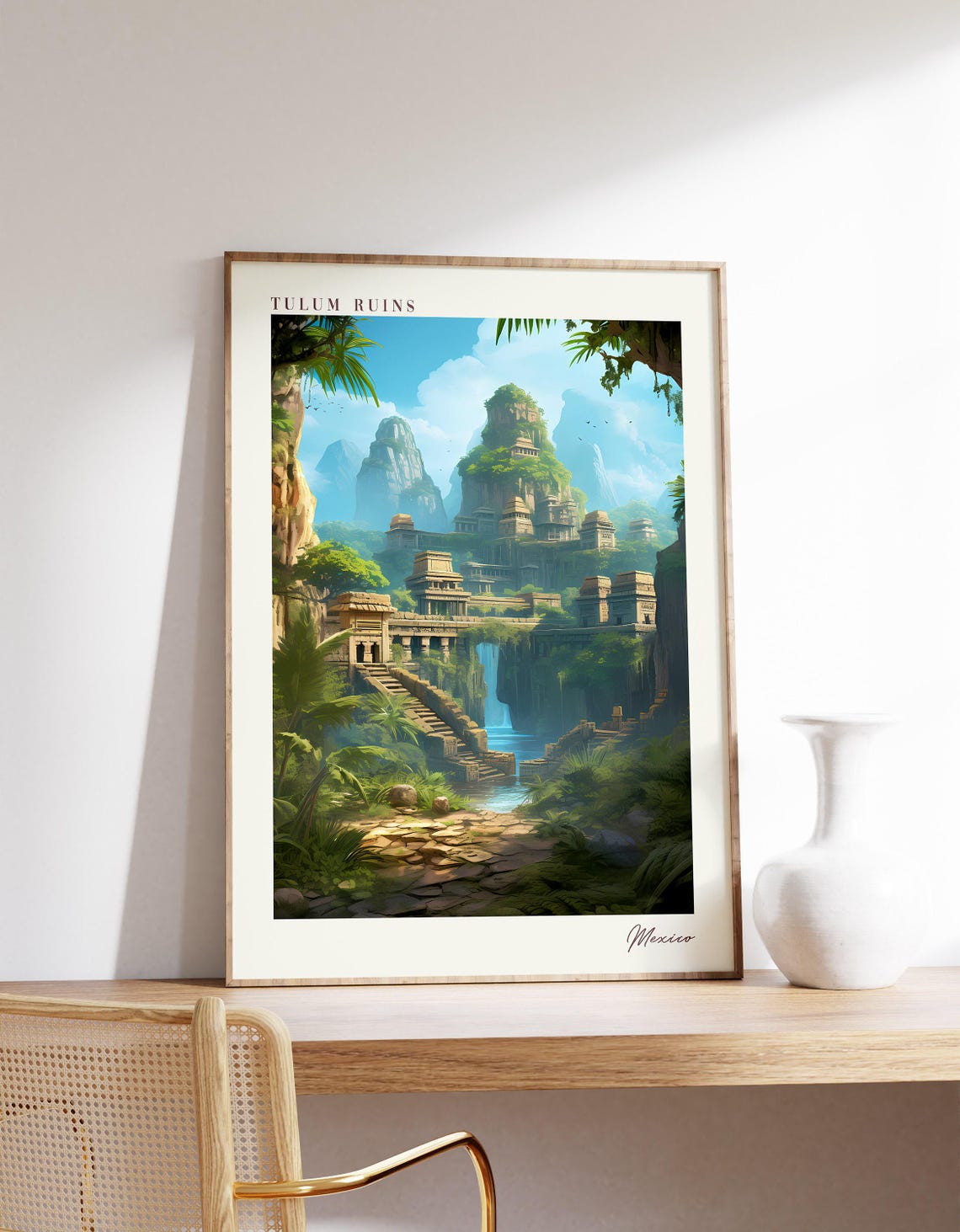 Tulum Ruins Travel Poster, Mexico Decor
