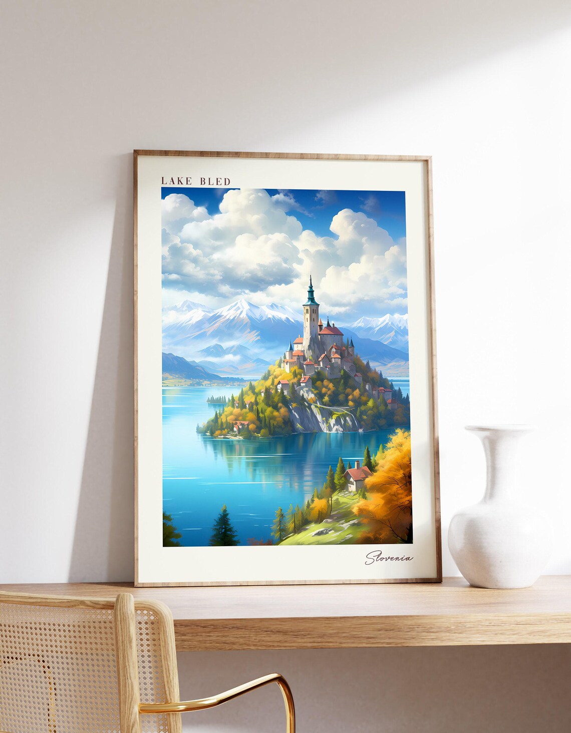 Lake Bled Slovenia Island Church Turquoise Lake Mountain Travel Poster