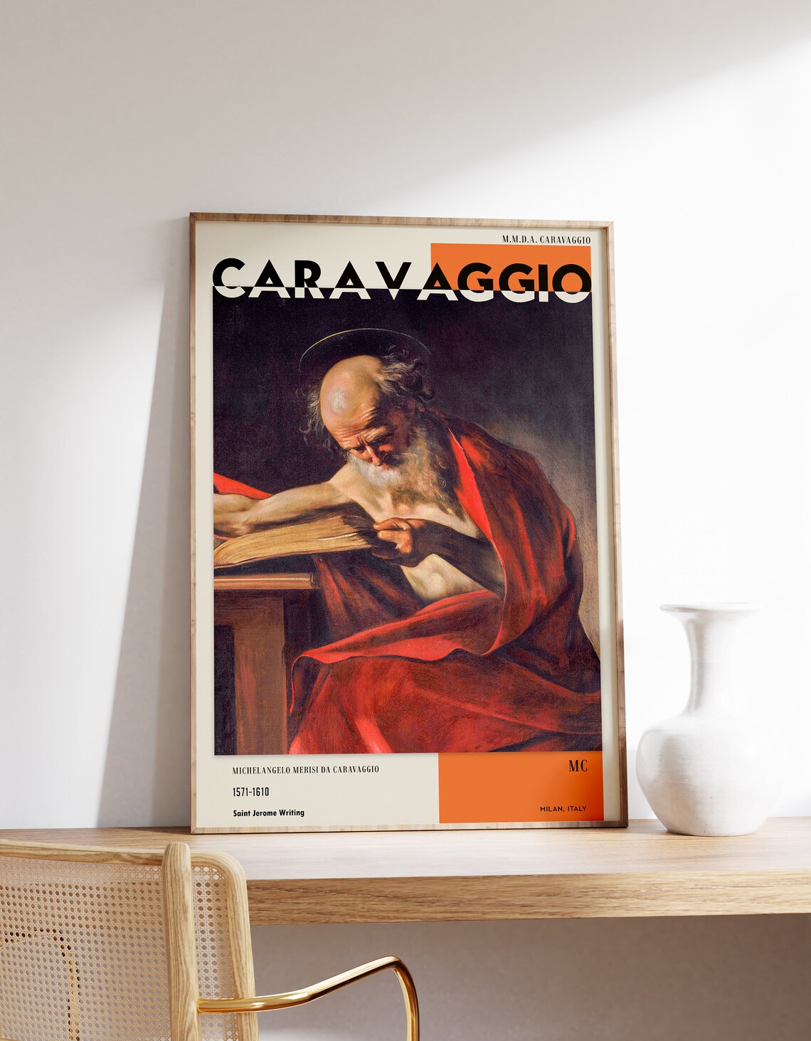 Caravaggio Print Exhibition Poster, Renaissance Modern