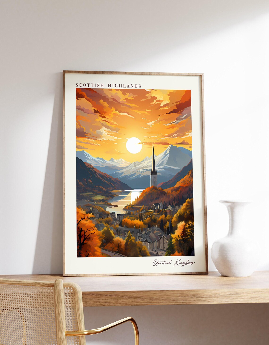 Scottish Highlands Travel Poster, United Kingdom Decor