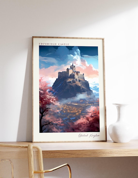 Edinburgh Castle Scotland United Kingdom Vintage Travel Poster