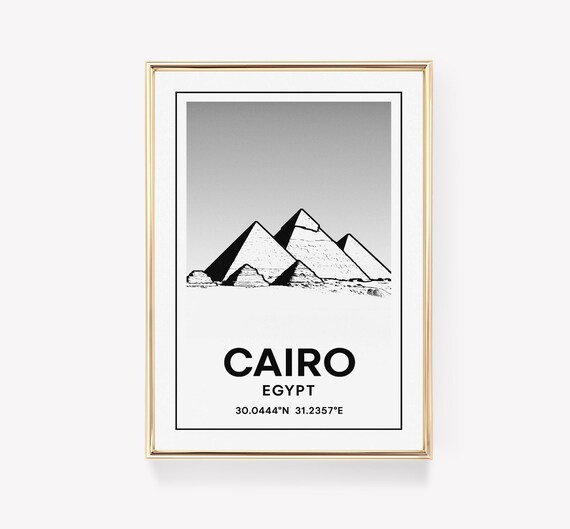 Cairo Egypt Pyramids Line Art Minimalist Travel Poster Coordinates