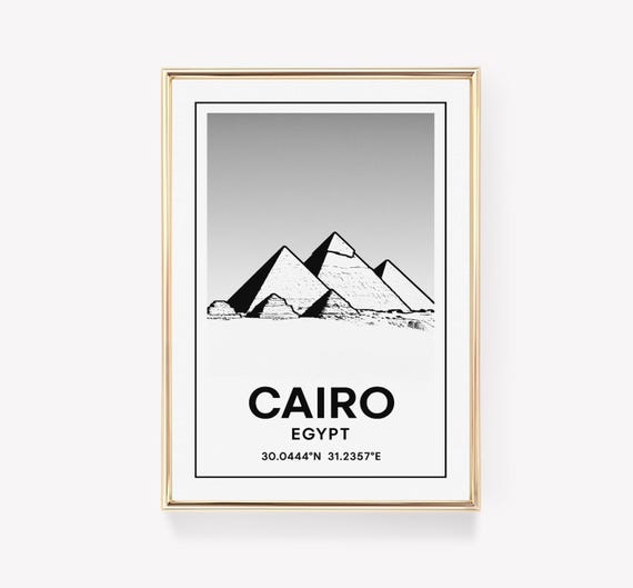 Cairo Travel Poster Egypt Wall Art Vintage Print Egyptian Decor Gift