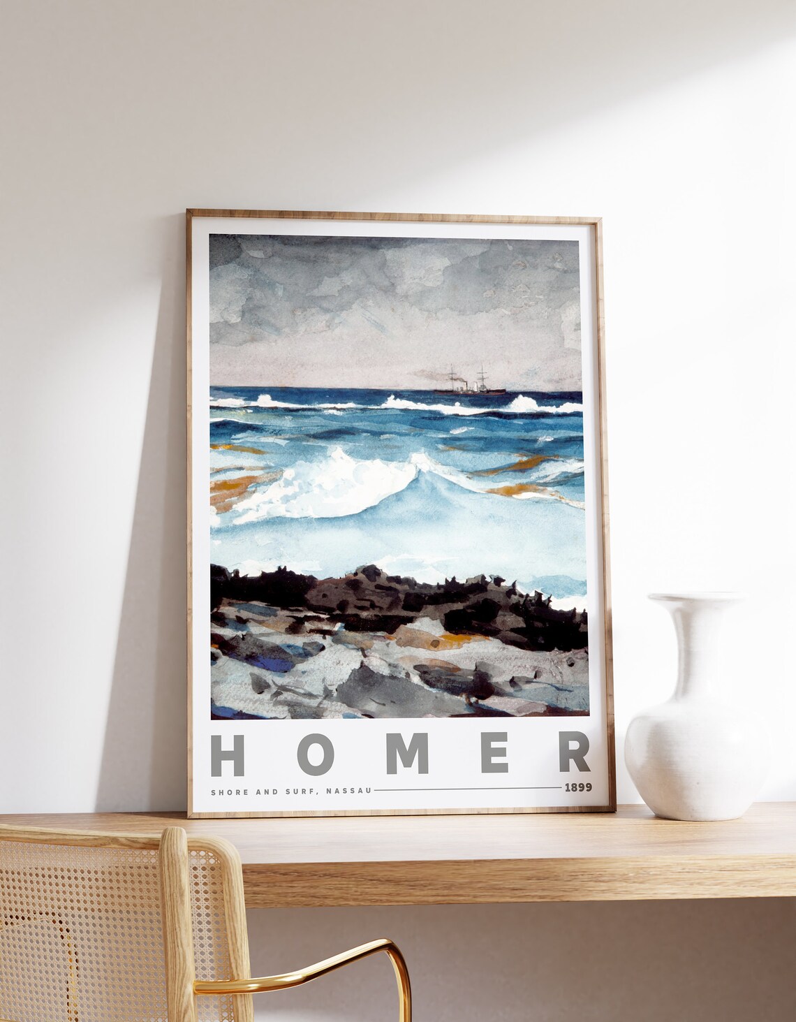 Winslow Homer Shore And Surf Nassau 1899 Ocean Waves Watercolor Poster