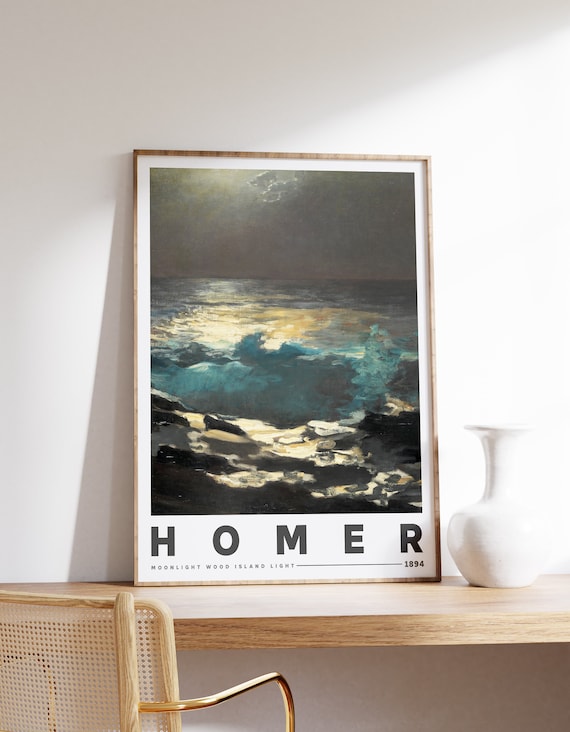 Winslow Homer Moonlight Wood Island Light 1894 Ocean Night Poster