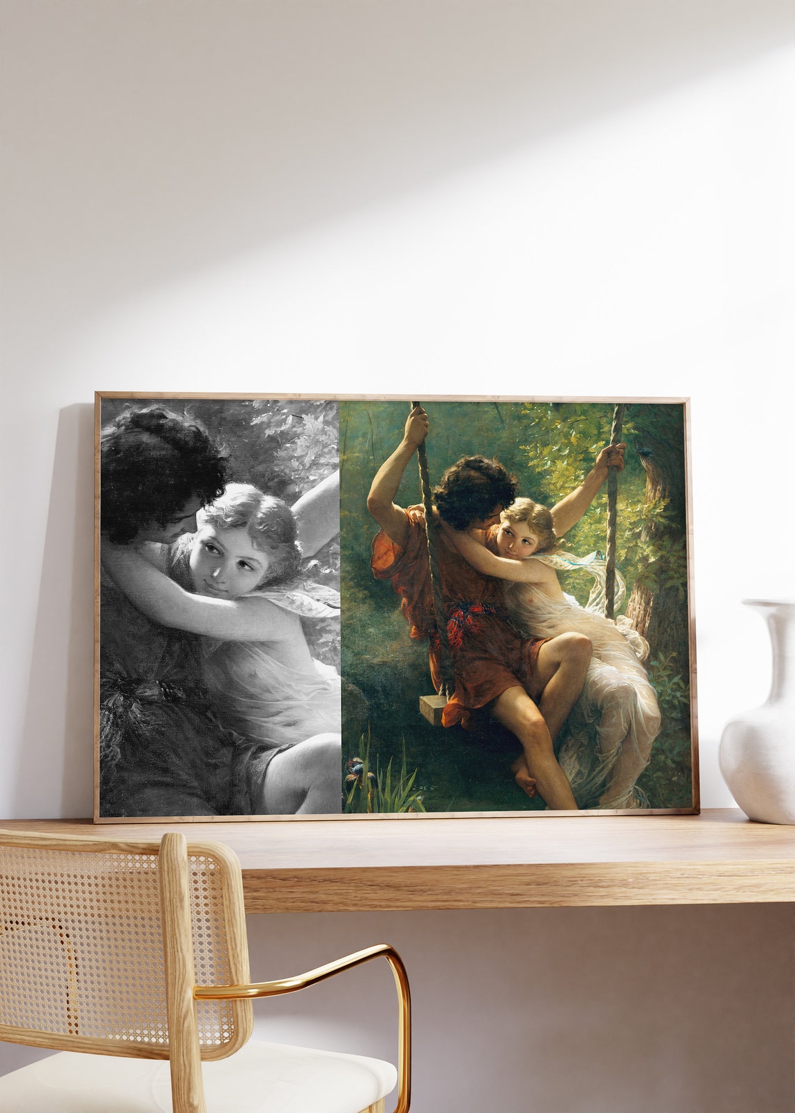 Pierre Auguste Cot Spring 1873 Swinging Couple Vintage Art Poster