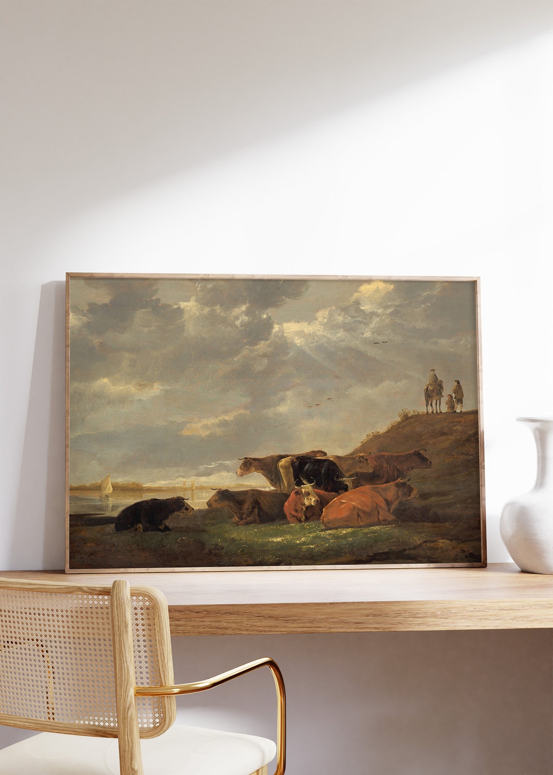 Aelbert Cuyp River Landscape with Cows 1645 Sunset Classic Poster