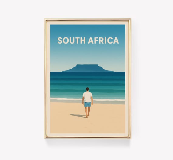 Cape Town Travel Poster South Africa Wall Art Vintage Print Decor African Gift