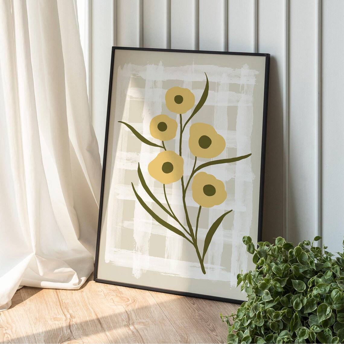 Yellow Flower Market Boho Wildflower Minimal Botanical Art Poster