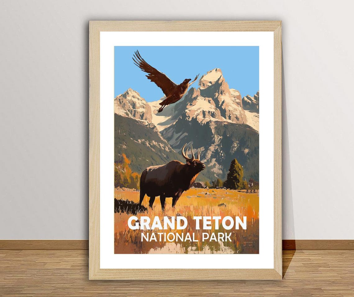 Grand Teton National Park Wyoming United States Vintage Travel Poster Travel Memories Gift Idea Wall Decor